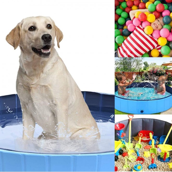Dog Pool, Foldable Pet Pool Portable Pet Bath Tub Kiddie Outdoor Swimming Pool for Large Dogs or Cats and Kids (02)
