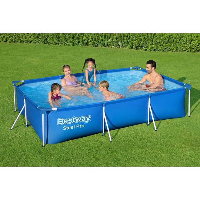 Bestway 56498E Steel Pro Above Ground, 118in x 79in x 26in | Rectangular Frame Pool Only, 118