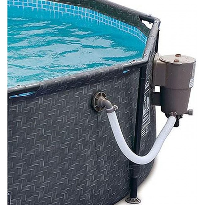 Summer Waves P20010301 Active 10ft x 30in Outdoor Round Frame Above Ground Swimming Pool Set with 120V Filter Pump with GFCI, Gray Wicker