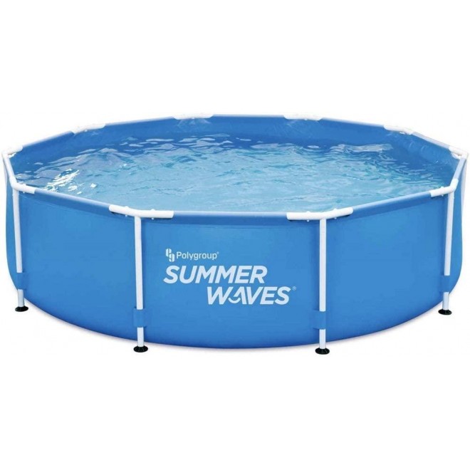 Summer Waves 10 x 30 Round Metal Frame Above Ground Swimming Pool