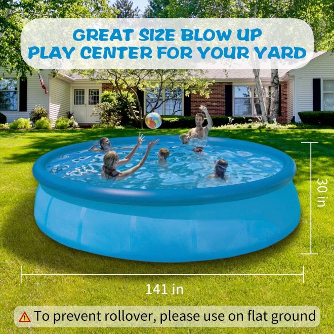 Above Ground Inflatable Swimming Pool - 12ft x 30in Inflatable Pool with Air Pump for Kids and Adults, Kiddie Pool Swimming Pool for Family Fun, Blow up Pool for Garden, Backyard, Summer Water Party