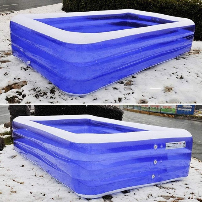 Above Ground Blow Up Pool with Filter Pump, Large Inflatable Pool Rectangle, Inflatable Swimming Pool for Kids and Adults, Backyard Pools for Family, 318x185x68cm