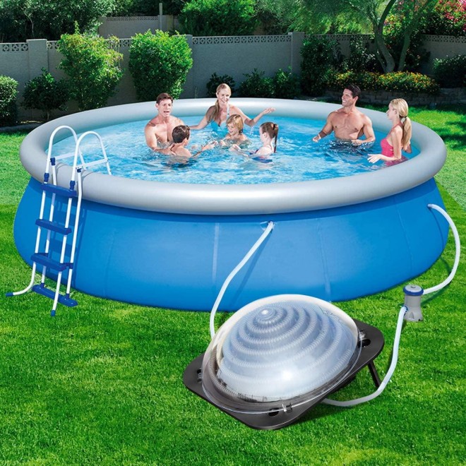 Goplus Solar Dome Swimming Pool Heater Above Ground, Inground Pool Warmer Equipment w/Hose Connector for Home Outdoor