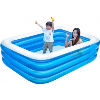 Priority Culture Inflatable Swimming Pool Blow Up Kiddie Pool,Household Three-Layer Large-Capacity Inflatable Swimming Pool, Outdoor Rectangular Children’s Paddling Pool, Garden Ocean Ball Pool