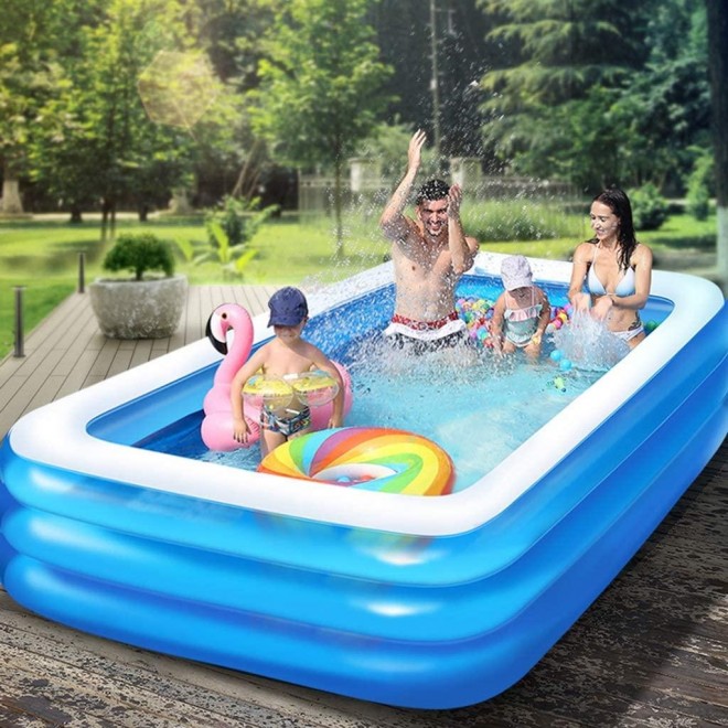 Priority Culture Inflatable Swimming Pool Blow Up Kiddie Pool,Household Three-Layer Large-Capacity Inflatable Swimming Pool, Outdoor Rectangular Children’s Paddling Pool, Garden Ocean Ball Pool