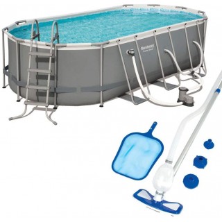 Bestway Power 18ft x 9ft x 4ft Above Ground Pool Set with Pump & Cleaning Kit