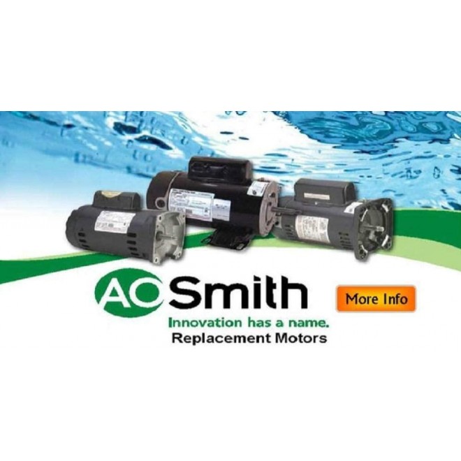 A.O. Smith B2852 3/4 HP, 3450 RPM, 1 Speed, 230/115 Volts, 5.4/10.8 Amps, 1.25 Service Factor, 56Y Frame, PSC, ODP Enclosure Square Flange Pool Motor