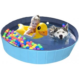 Dog Pool, Foldable Pet Pool Portable Pet Bath Tub Outdoor Swimming Pool for Large Dogs or Cats and Kids (Light Blue X)