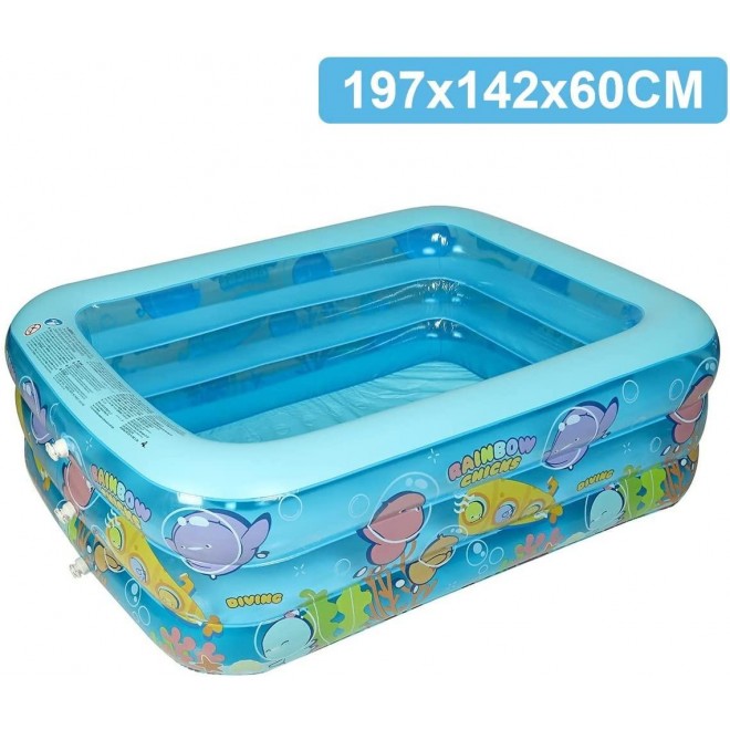 YBAMZQ Swimming Pool,Family Size Rectangular Kids Pool for Toddlers, Ball Pool, Easy to Set Up Above Ground Pool, Perfect for Backyard Garden Outdoor Summer Garden,2m