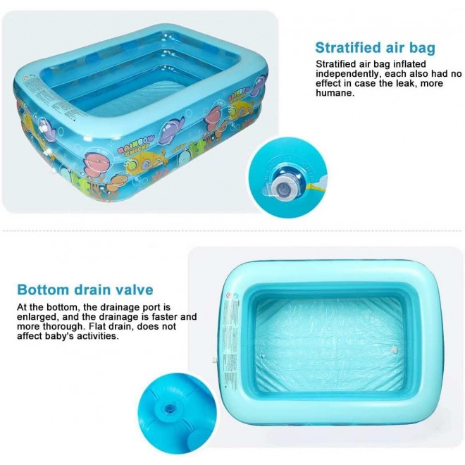 YBAMZQ Swimming Pool,Family Size Rectangular Kids Pool for Toddlers, Ball Pool, Easy to Set Up Above Ground Pool, Perfect for Backyard Garden Outdoor Summer Garden,2m