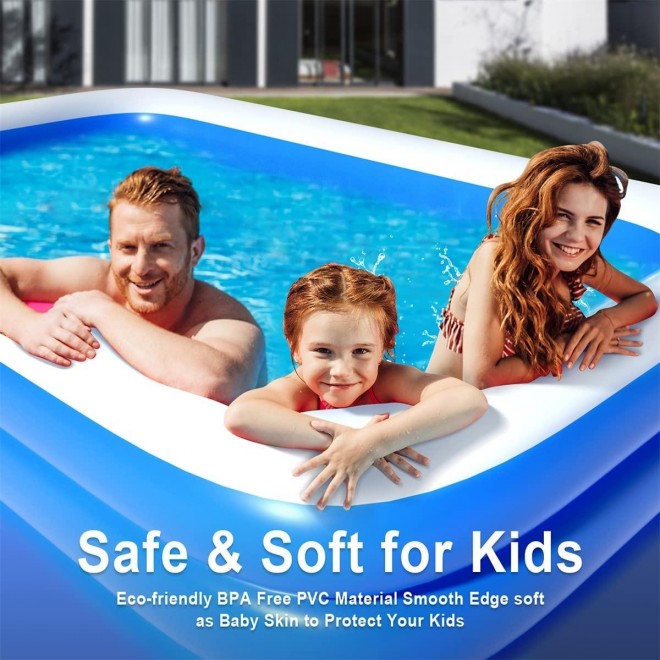 YBAMZQ Above Ground Pool for Kids and Adults,Inflatable Pool for Toddlers&Family,Piscinas para Adultos, Kiddie Pool for Backyard,Garden,Summer Water Party with Air Pump