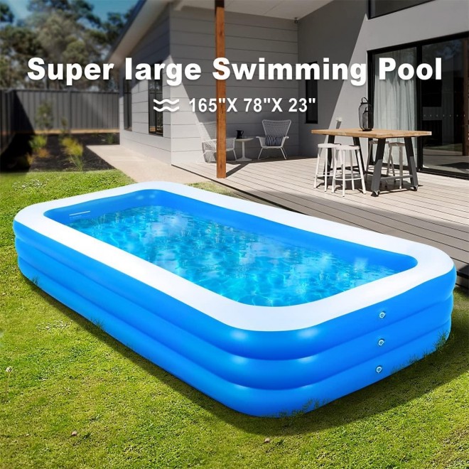 YBAMZQ Above Ground Pool for Kids and Adults,Inflatable Pool for Toddlers&Family,Piscinas para Adultos, Kiddie Pool for Backyard,Garden,Summer Water Party with Air Pump