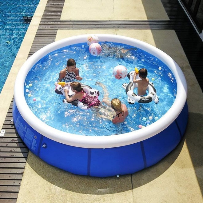 TOE Swimming Pools Inflatable Above Ground Round Lounge Pool for Kiddie Kids Adults Infant Easy Set Swimming Pool for Garden Backyard Outdoor Summer Water Party (Size : 141.735.4in)