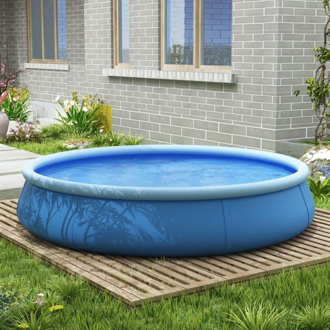 DiDuGo 15Ft x 35.3in Inflatable Top Ring Swimming Pool, Outdoor Round Above Ground Pool Easy Set, for Backyard Patio Outdoor Indoor