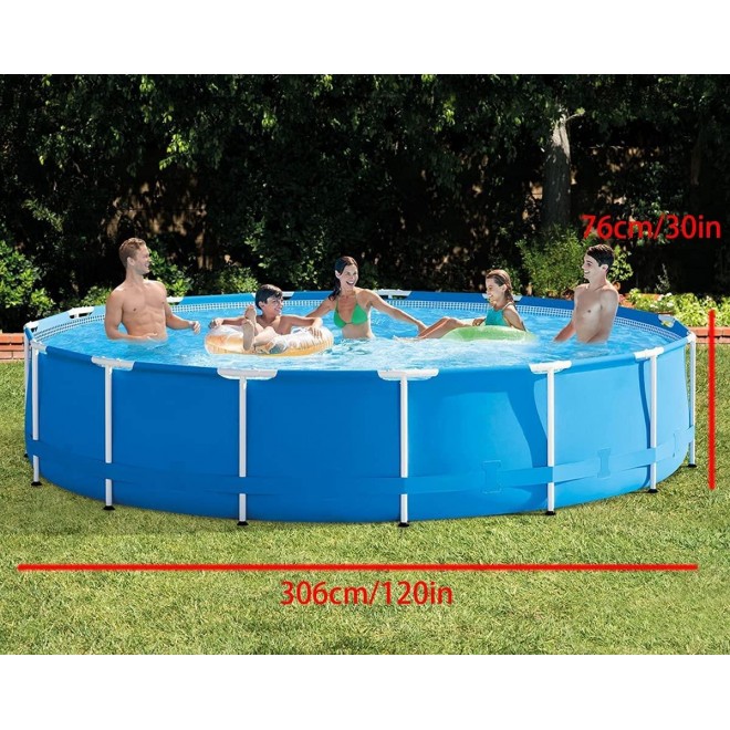 GYHHHM Metal Frame Swimming Pools Inflatable Round Above Ground Swimming Pool for Kids & Adults Easy Set with Filter Pump System 10ft X 30in