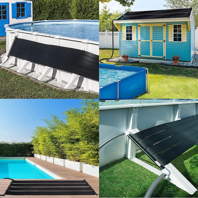Aboveground Pool Solar Heating System, Includes 1 Panels & Full Set of Accessories – Solar Heater Made of Durable EPDM, Black