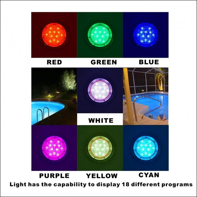 Poolexa SS0650X 6 inch Small LED Color Inground Pool/Spa Light for Wet Niche with 50 Foot Cord (Controller Included)