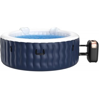 Goplus Inflatable Hot Tub Spa, 71inch x 27inch 4 Person Portable Hot Tub W/ 108 Massage Bubble Air Jets, Filter Cartridge, Pump, Tub Cover, Ground Sheet, Indoor & Outdoor Heated Tub (Blue)