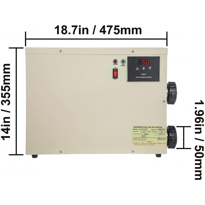 TYQXSH Pump Accessories 11KW 220V Electric Digital Water Heater Thermostat, SPA Hot Tub Bath Heating Adjustable Temperature, Swimming Pool Heater (Color : Beige, Size : 11KW)
