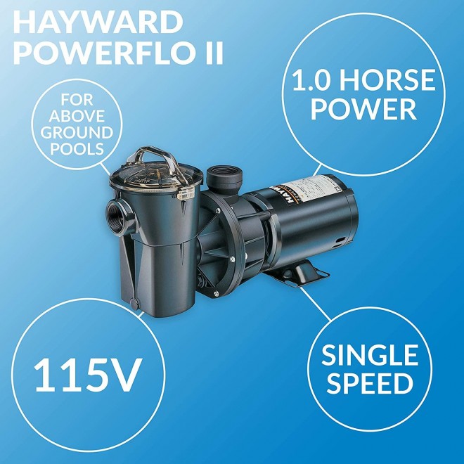 Hayward W3SP1780 PowerFlo II Above-Ground Pool Pump, 1 HP