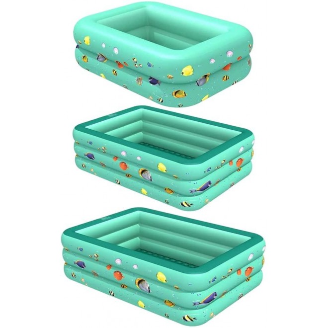 Paddling Pool Inflatable Paddling Pools for Kids Cartoon Paddle Pool Small Swimming Pools for Gardens Outdoor Backyard Green 130CM Kids Rectangular Pool wangdi ( Color : Green 1.5m , Size : 1.5M )