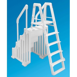 Ocean blue Above Ground Swimming Pool Mighty Step and Safety Ladder Set (38-inch Wide)