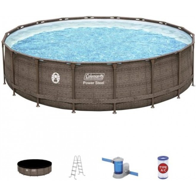 Coleman 18′ x 48″ Power Steel Frame Above-Ground Swimming Pool Set