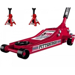 3 Ton Low Profile Floor Jack and Jack Stands Set Steel Hydraulic Car Jack Lift