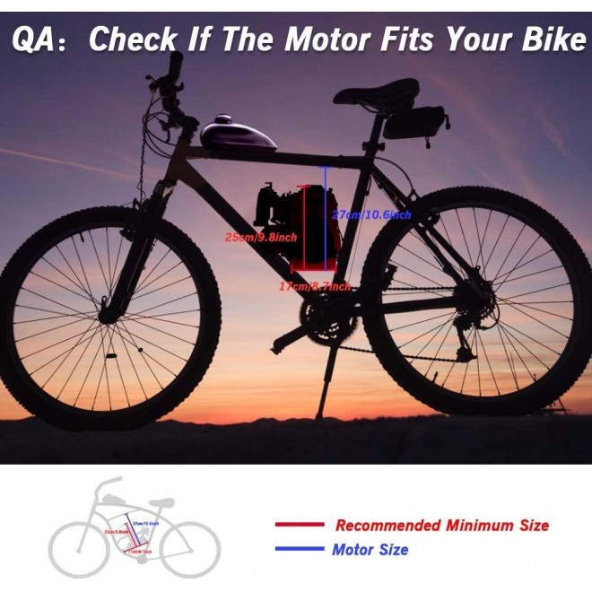 Anbull 49CC 4 Stroke Gas Petrol Motorized Bike Bicycle Engine Motor Kit for 28” V Frame Bike and 26” ATV