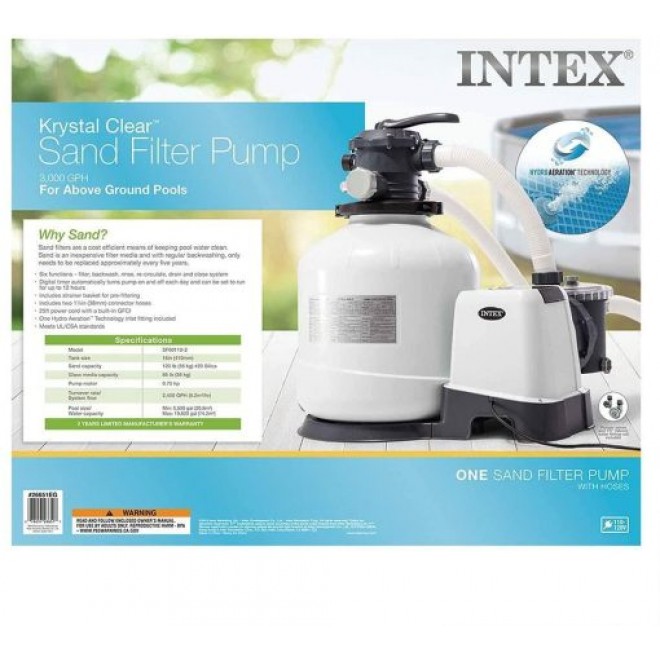 Intex 3000 GPH Above Ground Pool Sand Filter Pump w/ Deluxe Pool Maintenance Kit