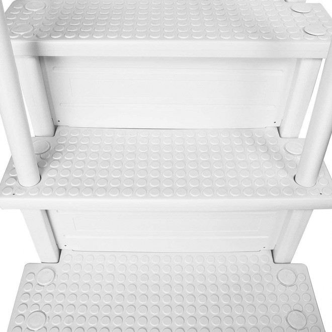 Aqua Select Above Ground Anti-Slip Pool Steps to Deck | Safety Swimming Pool Ladder | Designed for Above Ground Swimming Pools | Holds Up to 400 Pounds | White